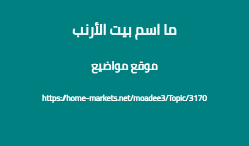 ما اسم بيت الأرنب