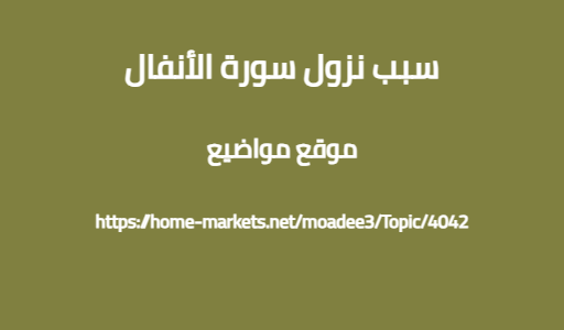 سبب نزول سورة الأنفال