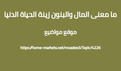 ما معنى المال والبنون زينة الحياة الدنيا